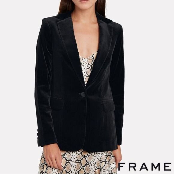 FRAME **NWT** Velvet Classic Blazer in Noir Black - Picture 1 of 11